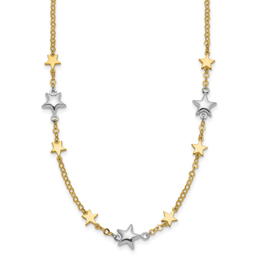 14K Two-Tone Stars w/1in ext. Necklace