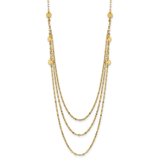 14K Triple Layer Polished Circles Fancy Necklace