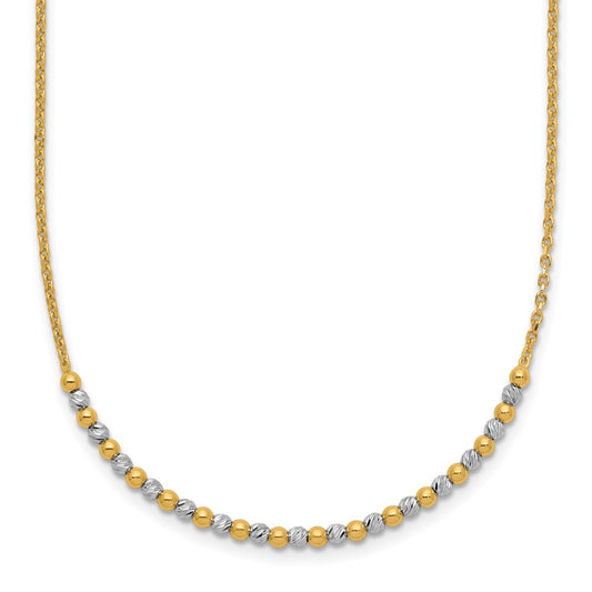 14K Two-tone Diamond-cut Beaded 18in Necklace