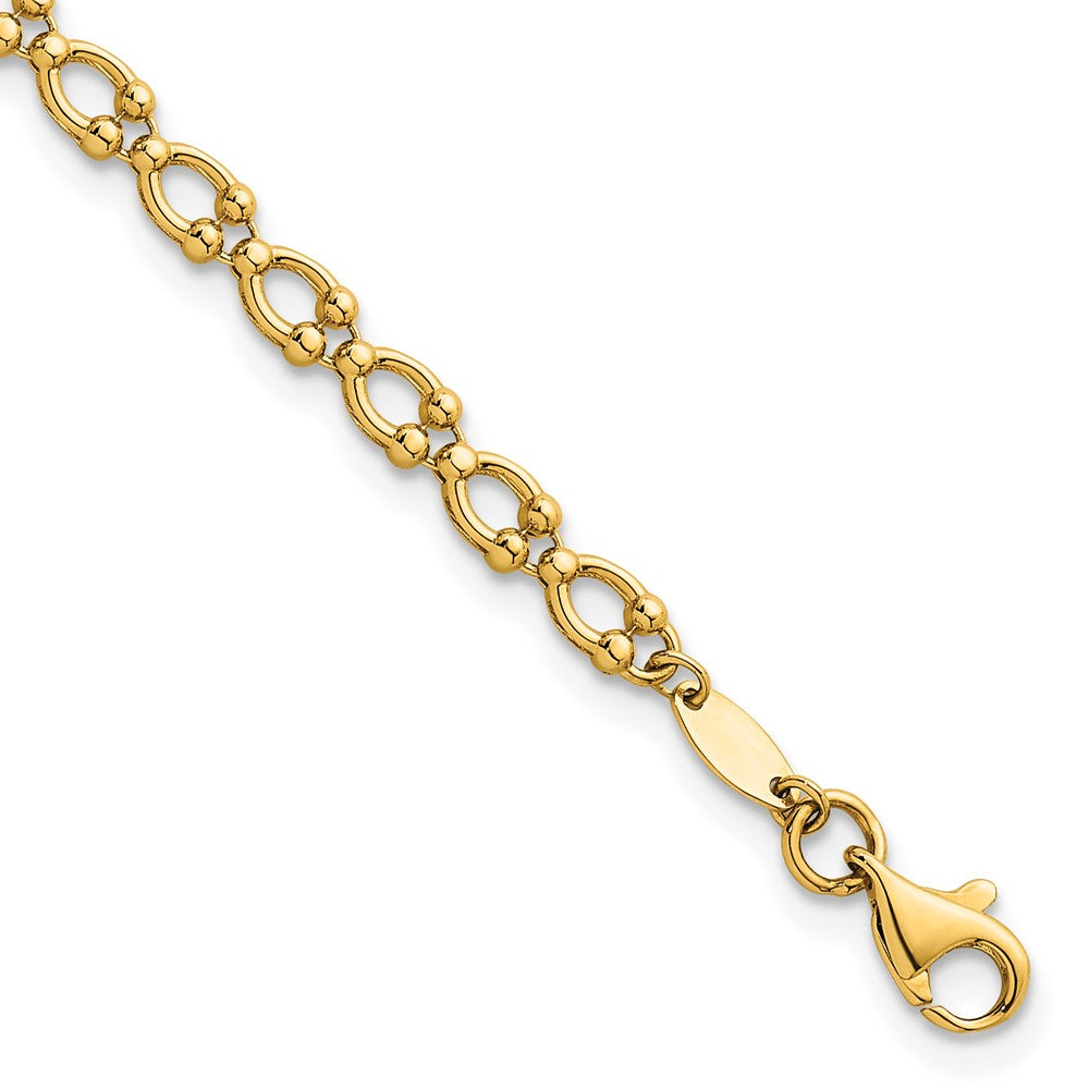 14k Polished Fancy Link 7in Bracelet