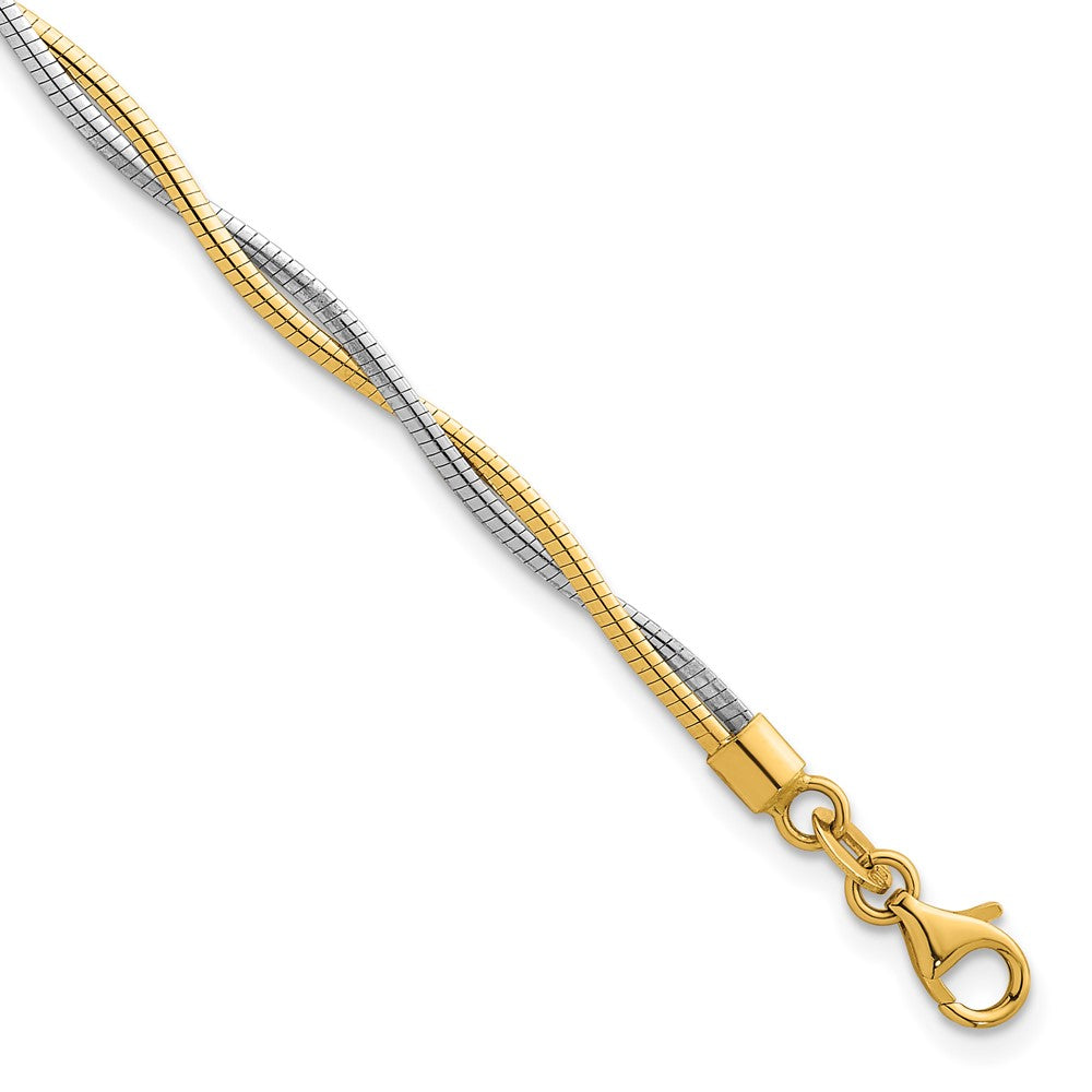14k Two-tone Polished Twisted Omega 7.5in Bracelet