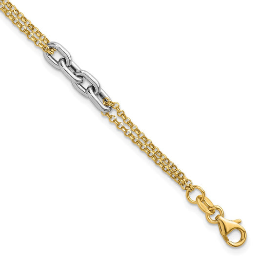 14K Two-Tone Polished 7.25in w/1in ext. Bracelet