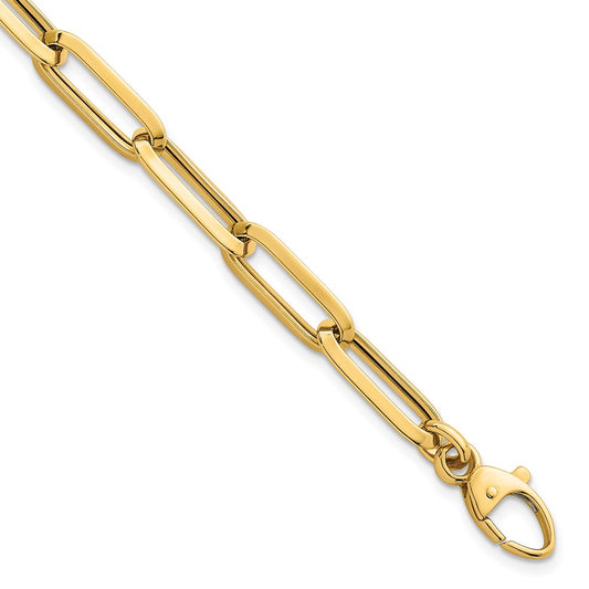 14k Polished Paperclip Link Chain 7mm Bracelet