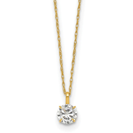 14k Polished 5mm CZ Solitaire 18in Necklace
