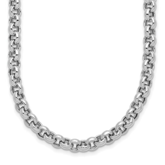 14k White Gold 18in 5mm Polished Fancy Rolo Link Necklace
