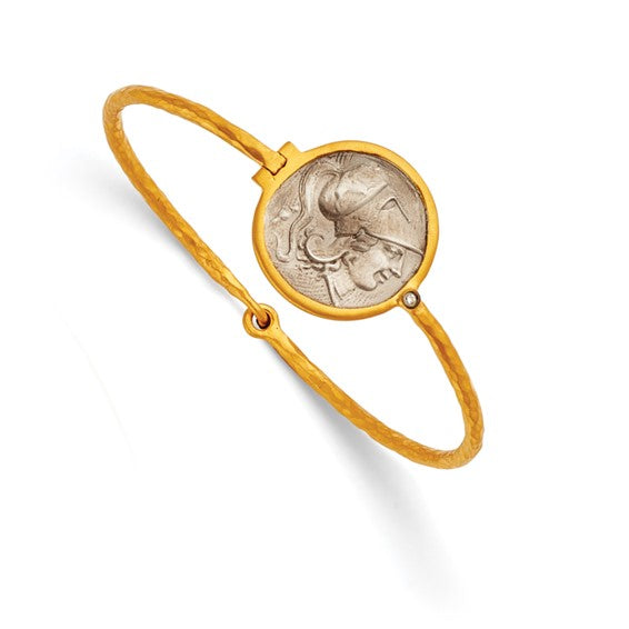 Sterling Silver and 24K Gold Plated Coin Bangle