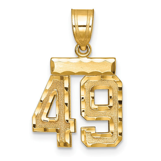 14k Small Brushed Diamond-cut Number 49 Charm
