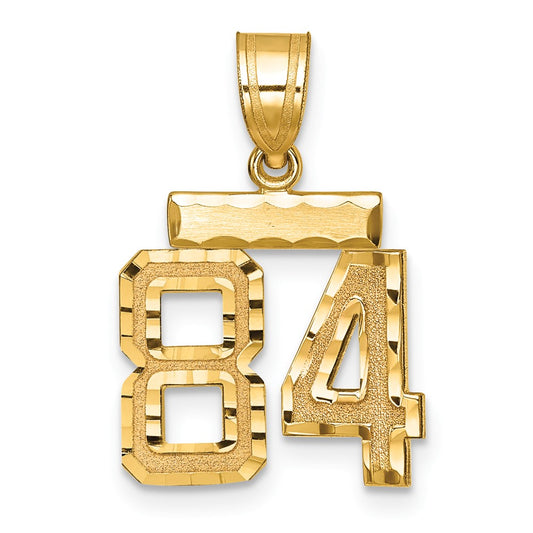 14k Small Brushed Diamond-cut Number 84 Charm