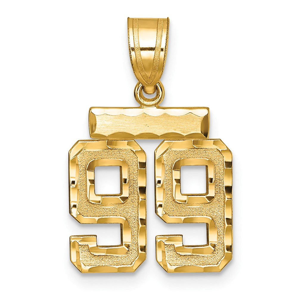 14k Small Brushed Diamond-cut Number 99 Charm