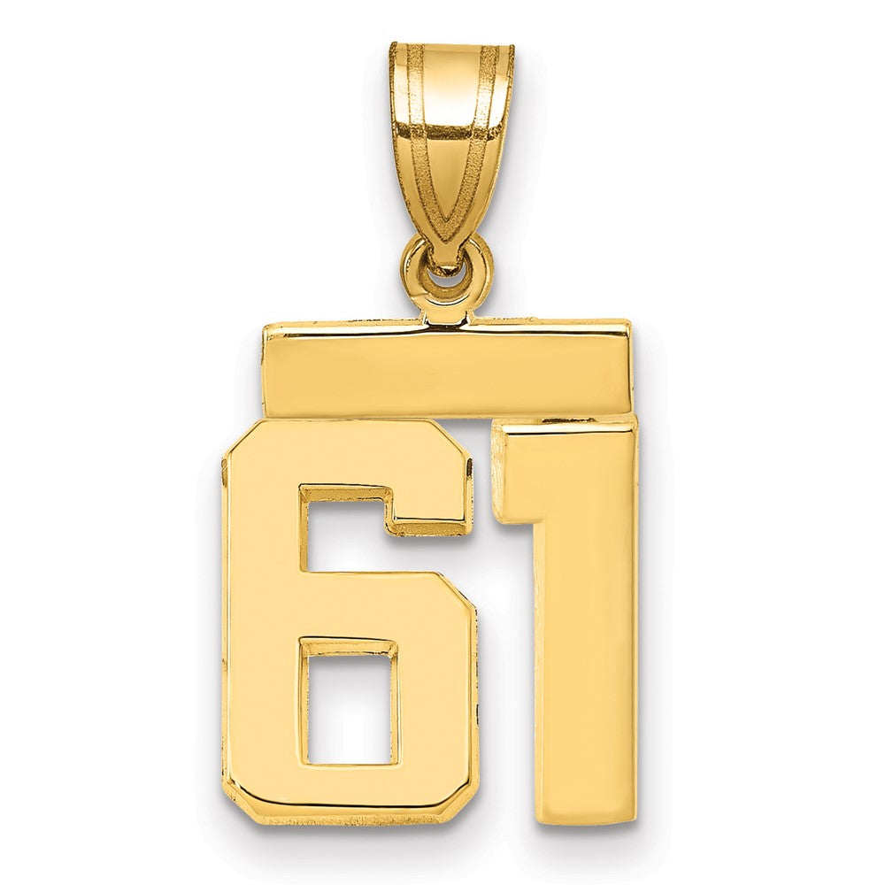 14k Small Polished Number 61 Charm