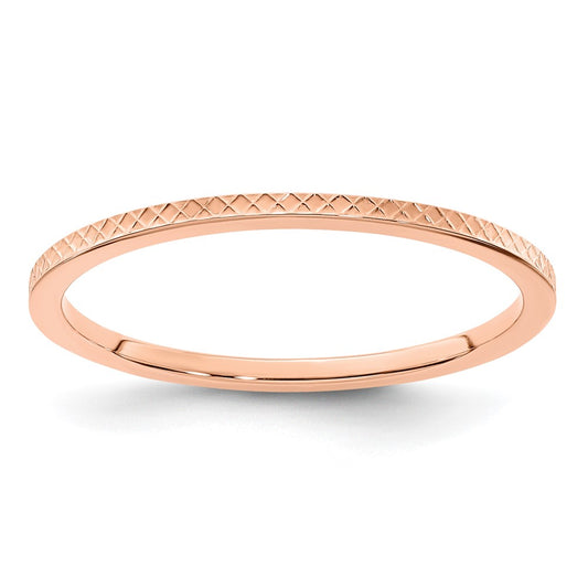 14K Rose Gold 1.2mm Criss-Cross Pattern Stackable Band