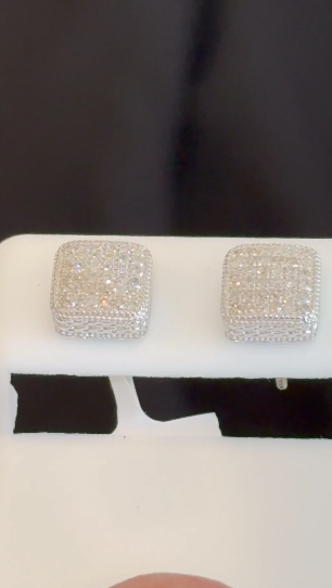 .40 CARAT NATURAL DIAMONDS STERLING SILVER MENS WOMENS 8 MM EARRINGS STUDS