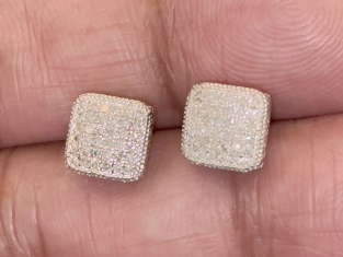 .40 CARAT NATURAL DIAMONDS STERLING SILVER MENS WOMENS 8 MM EARRINGS STUDS