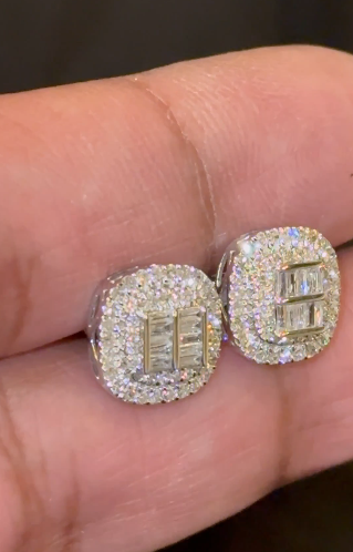 10K WHITE GOLD 1 CARAT NATURAL DIAMONDS 10 MM EARRING STUDS