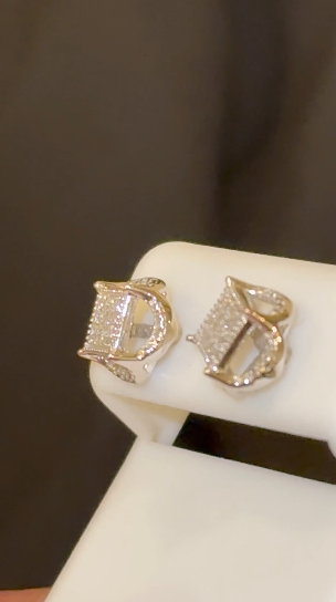 10K WHITE GOLD .10 CARAT NATURAL DIAMONDS 8 MM EARRING STUDS