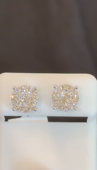 10K WHITE GOLD 1.15 CARAT NATURAL DIAMONDS 8 MM EARRING STUDS