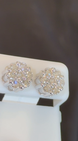 10K WHITE GOLD 1.75 CARAT NATURAL DIAMONDS 10 MM EARRING STUDS