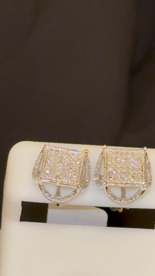 10K WHITE GOLD .50 CARAT NATURAL DIAMONDS 11 MM EARRING STUDS