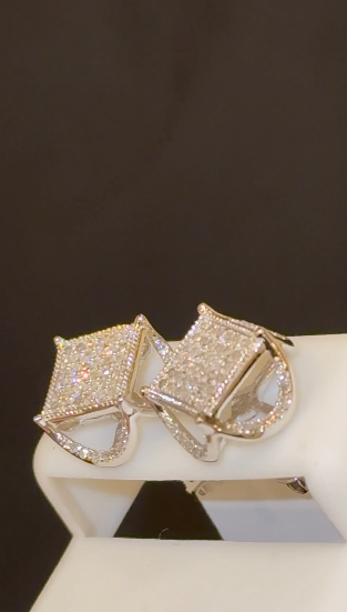 10K WHITE GOLD .50 CARAT NATURAL DIAMONDS 11 MM EARRING STUDS