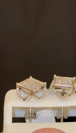 10K WHITE GOLD .50 CARAT NATURAL DIAMONDS 11 MM EARRING STUDS
