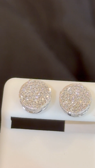 10K WHITE GOLD .65 CARAT NATURAL DIAMONDS 10 MM EARRING STUDS