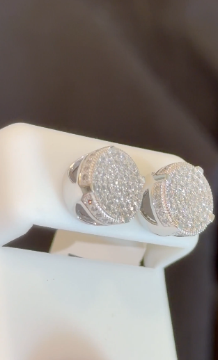 10K WHITE GOLD .65 CARAT NATURAL DIAMONDS 10 MM EARRING STUDS