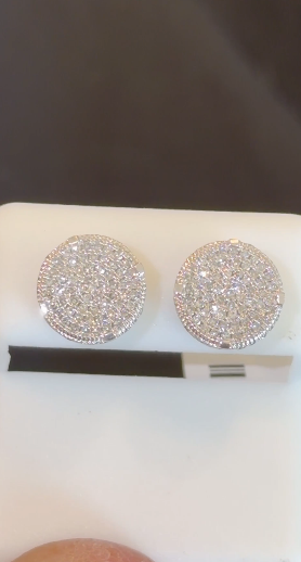 10K WHITE GOLD .65 CARAT NATURAL DIAMONDS 10 MM EARRING STUDS