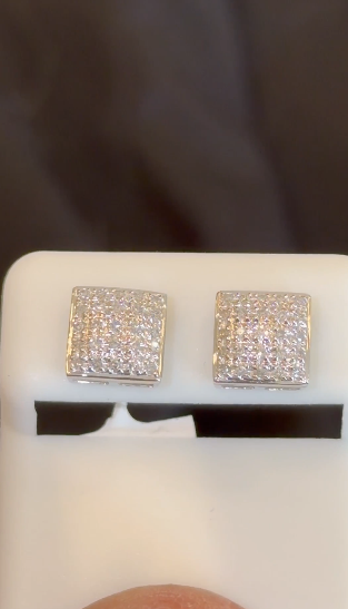 10K WHITE GOLD .25 CARAT NATURAL DIAMONDS 8 MM EARRING STUDS