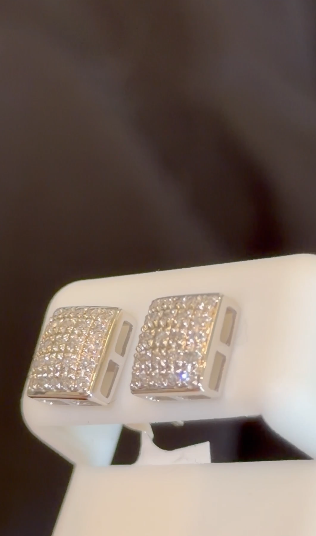 10K WHITE GOLD .25 CARAT NATURAL DIAMONDS 8 MM EARRING STUDS