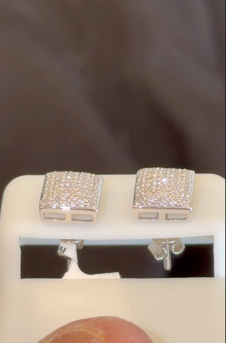 10K WHITE GOLD .25 CARAT NATURAL DIAMONDS 8 MM EARRING STUDS