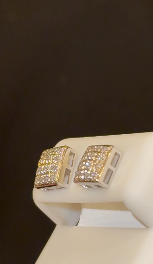 10K WHITE GOLD .20 CARAT NATURAL DIAMONDS 7 MM EARRING STUDS