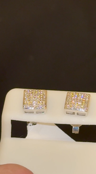 10K WHITE GOLD .20 CARAT NATURAL DIAMONDS 7 MM EARRING STUDS