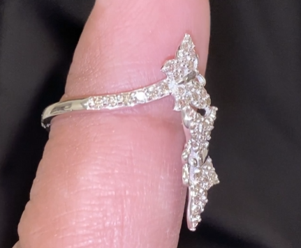 10K SOLID WHITE GOLD .65 CARAT REAL WOMEN DIAMOND BUTTERFLY RING