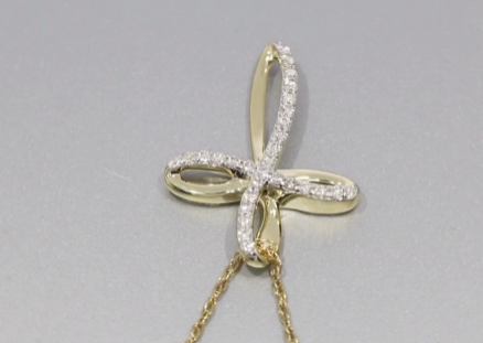 10K YELLOW GOLD .30 CARAT DIAMOND CROSS PENDANT NECKLACE WITH YELLOW GOLD CHAIN