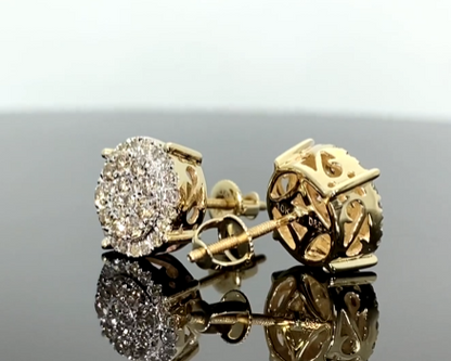 10K YELLOW GOLD 1.15 CARAT MENS/WOMENS 10 mm 100% GENUINE DIAMONDS EARRING STUDS