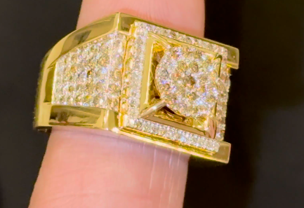 10K YELLOW GOLD 2 CARAT MENS REAL DIAMOND ENGAGEMENT WEDDING PINKY RING BAND