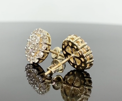 10K YELLOW GOLD 2 CARAT MENS WOMENS 12 MM 100% GENUINE DIAMONDS EARRING STUDS
