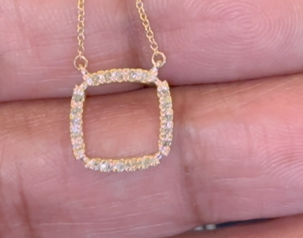 10K YELLOW GOLD .10 CARAT NATURAL DIAMOND PENDANT NECKLACE WITH GOLD CHAIN