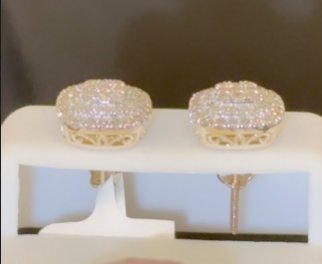 10K YELLOW GOLD .65 CARAT NATURAL DIAMONDS 9 MM EARRINGS STUDS