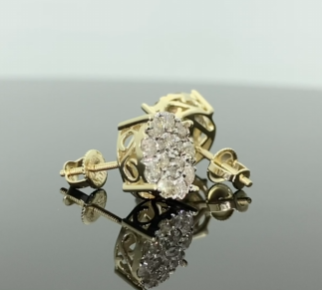 10K YELLOW GOLD 1.15 CARAT MENS WOMENS 9 MM 100% GENUINE DIAMONDS EARRING STUDS