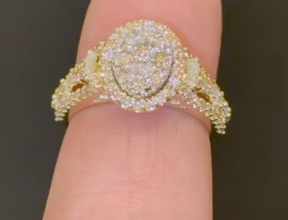 10K YELLOW GOLD 1.50 CARAT WOMEN REAL DIAMOND ENGAGEMENT RING WEDDING RING BRIDAL