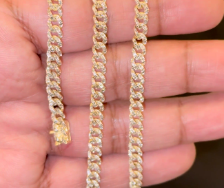 10K YELLOW GOLD 3.25 CARAT REAL DIAMOND 5MM 20 INCHES 28.50 GRAM GOLD CUBAN LINK CHAIN NECKLACE