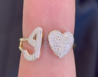 10K YELLOW GOLD .25 CARAT WOMENS NATURAL DIAMOND HEART & LETTER INITIAL G RING