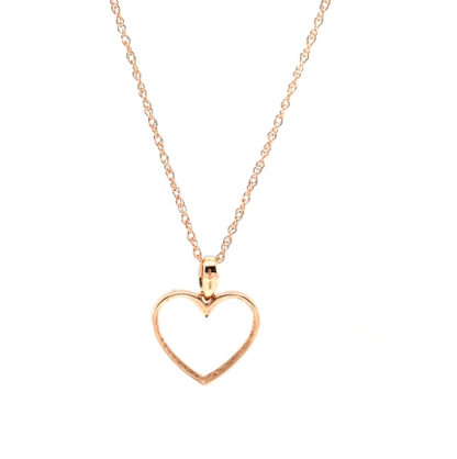 10K ROSE GOLD .15 CARAT REAL DIAMOND HEART PENDANT NECKLACE WITH GOLD CHAIN