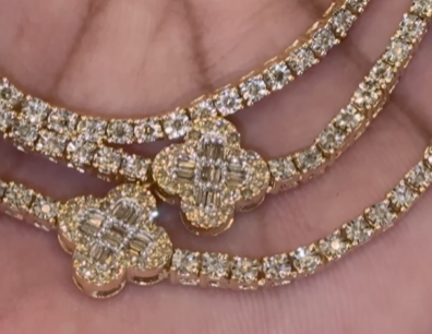 10K YELLOW GOLD 2.50 CARAT REAL DIAMOND 9 MM 18 INCHES 21.60 GRAM GOLD CHAIN NECKLACE