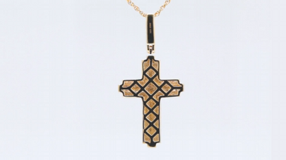 10K YELLOW GOLD .70 CARAT 1.50 INCHES REAL DIAMOND CROSS PENDANT CHARM CROSS WITH 18 INCH GOLD CHAIN