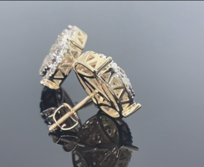 10K YELLOW GOLD 2.25 CARAT MENS WOMENS 14 mm 100% GENUINE DIAMONDS EARRING STUDS