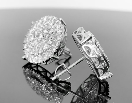 10K WHITE GOLD 2.75 CARAT MENS WOMENS 16 MM 100% GENUINE DIAMONDS EARRING STUDS
