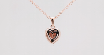 10K ROSE GOLD .60 CARAT REAL DIAMOND HEART EARRINGS & PENDANT NECKLACE SET WITH ROSE GOLD CHAIN