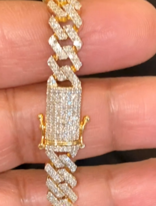 10K YELLOW GOLD 10.25 CARAT REAL DIAMOND 8MM 22 INCHES 54.78 GRAM GOLD CUBAN LINK CHAIN NECKLACE